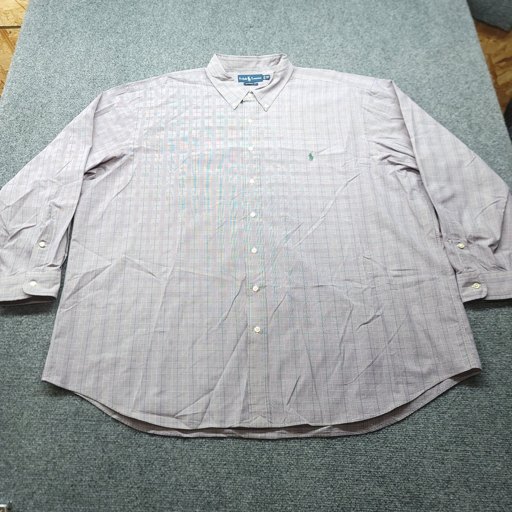 Ralph Lauren Classic Fit Plaid Shirt Mens 3XB Big Purple Green Long Sleeve Pony